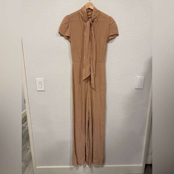 Reformation Elegant Beige Frannie Jumpsuit with Bow Detail - 0 - Picture 2 of 10